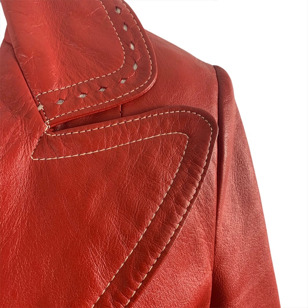DAN DI MODES Vintage Hot Chili Pepper Red Leather Coat
